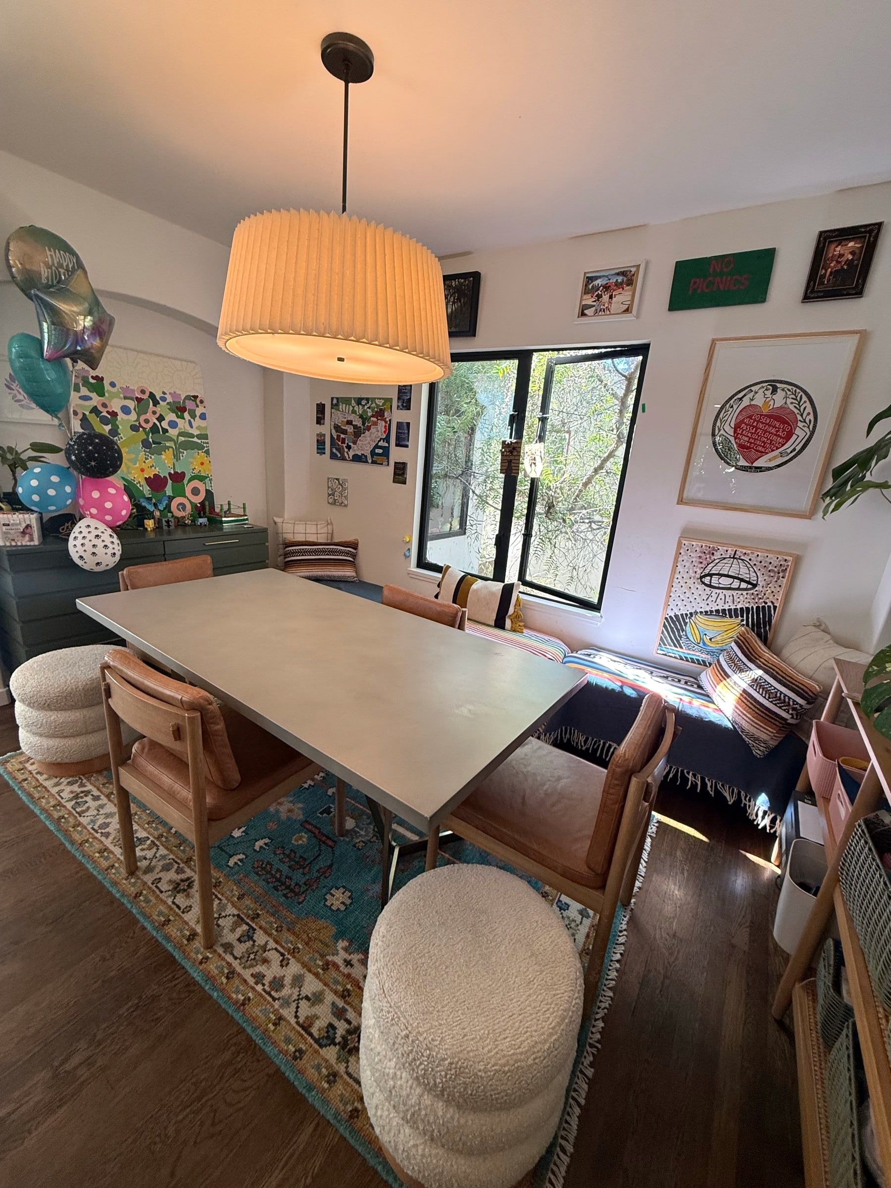 After: The same dining room tidy, chairs tucked in and table cleared